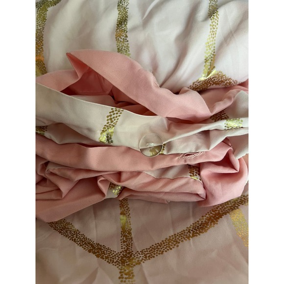 ID Microfiber 3 pc DUVET Set Full/Queen Pink with Gold Metallic - Picture 2 of 4